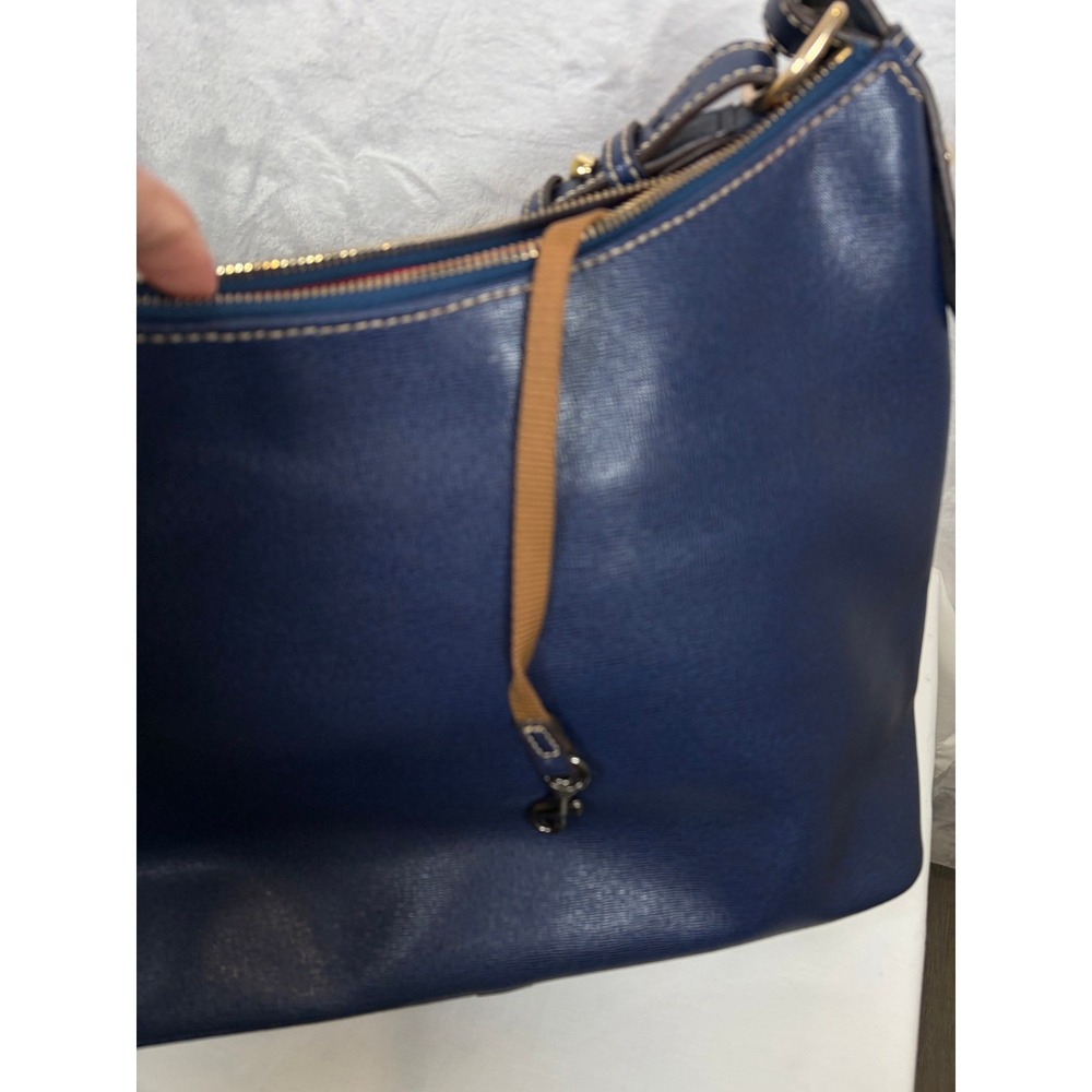 Dooney & Bourke Saffiano Leather Hobo Bag Purse Navy Blue Large Shoulder Bag - Picture 8 of 15